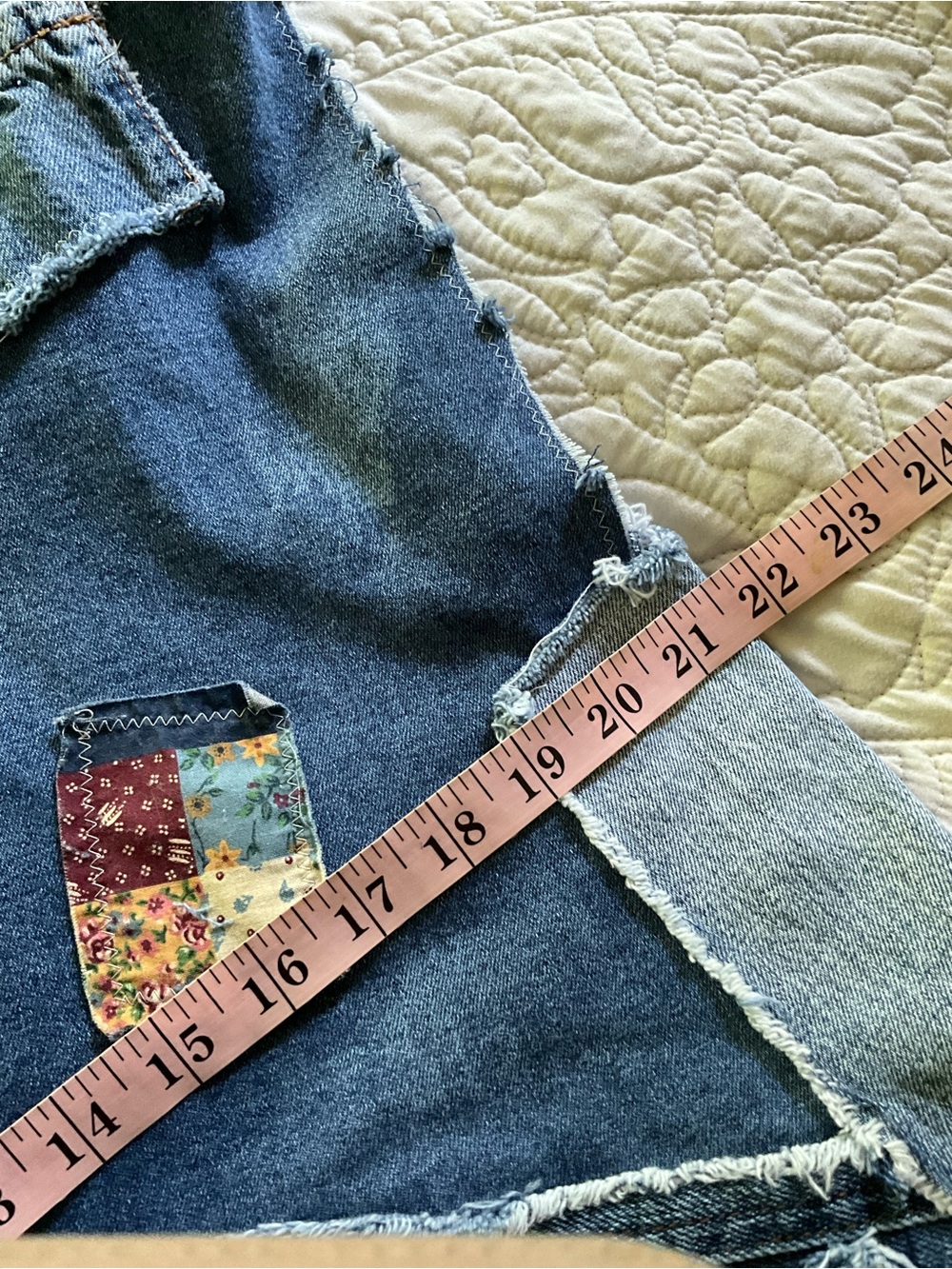 Handmade Denim Vest Upcycled Patchwork Wearable Art OS - Picture 6 of 7